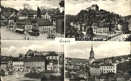 Greiz Thueringen Stadtblick Schloss Rathaus Kirche Kat. Greiz