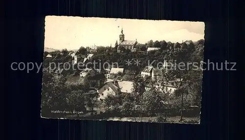 Waldkirchen Erzgebirge Ortsansicht mit Kirche Handabzug Kat. Waldkirchen Erzgebirge