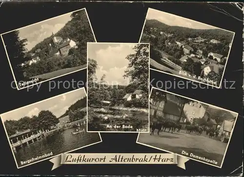 Altenbrak Harz Teilansicht Partie an der Bode Bachhoehe Damenkapelle Bergschwimmbad Kat. Altenbrak