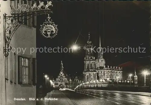 Dresden Tuerschild Hofkirche Nachtaufnahme vor Zerstoerung 1945 Kat. Dresden Elbe