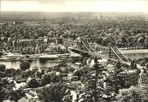 Dresden Panorama Blick von den Loschwitzhoehen Bruecke Kat. Dresden Elbe