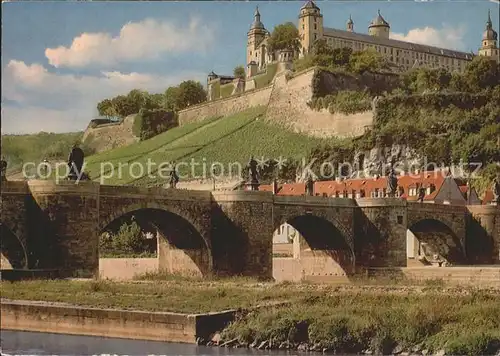 Wuerzburg Festung Marienberg alte Mainbruecke Kat. Wuerzburg