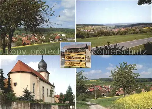 Waldfenster Teilansichten Panorama Kirche Kat. Burkardroth