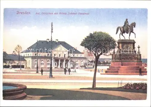 Dresden Ital Doerfchen mit Koenig Johann Denkmal Kat. Dresden Elbe