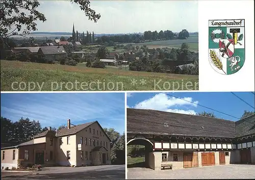 Langenchursdorf Panorama Kirche Gaststaette Erbgericht Richters Hof Kat. Callenberg Hohenstein Ernstthal