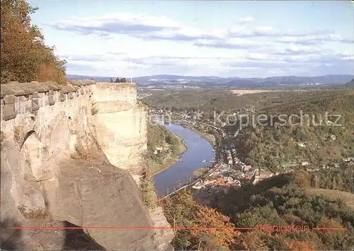 Koenigstein Saechsische Schweiz Blick von der Festung Kat. Koenigstein Saechsische Schweiz