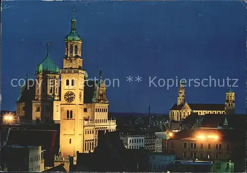 Augsburg Perlachturm Rathaus Renaissance St Ulrich Muenster Gotik Nachtaufnahme Kat. Augsburg