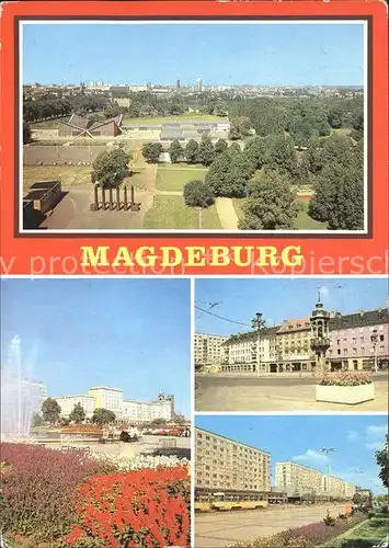 Magdeburg Blick vom Aussichtsturm Kulturpark Rotehorn Wilhelm Pieck Allee Alter Markt Karl Marx Strasse Kat. Magdeburg