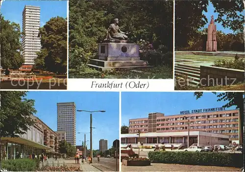 Frankfurt Oder Hochhaus Platz der Republik Heinrich von Kleist Denkmal Sowjetisches Ehrenmal Oderallee Karl Marx Strasse Hotel Stadt Frankfurt Kat. Frankfurt Oder