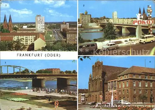 Frankfurt Oder Blick vom Hochhaus Polnischen Ufer Rathaus Bruecke der Freundschaft Kat. Frankfurt Oder