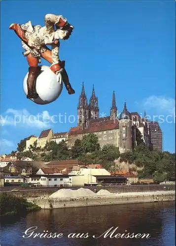 Meissen Elbe Sachsen Albrechtsburg Dom Muenchhausen auf der Kanonenkugel Kat. Meissen