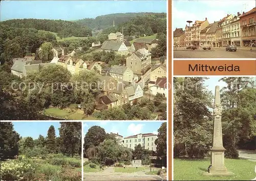 Mittweida Ortsteil Neudoerfchen Markt Anlagen am Schwanenteich Postmeilensaeule Kat. Mittweida