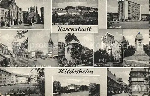 Hildesheim Marktplatz Hauptpost Dom Andreas Kirche Bismarckturm Kat. Hildesheim