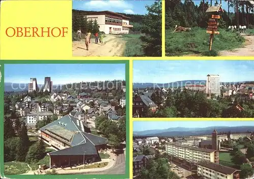 Oberhof Thueringen Schwazenbaude Wanderwegweiser am Rennsteig Panorama  Kat. Oberhof Thueringen