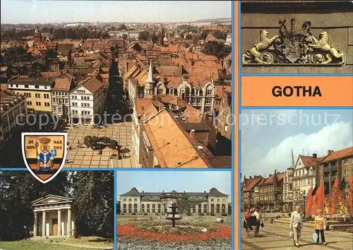 Gotha Thueringen Wappen am Rathaus Neumarkt Blick vom Turm der Magarethenkirche Kat. Gotha