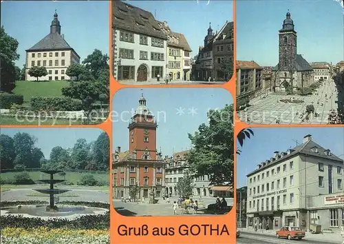 Gotha Thueringen Schloss Friedenstein Hauptmarkt mit Waldhaus Margaretenkirche Orangerie Rathaus Kreiskulturhaus J Becher Kat. Gotha