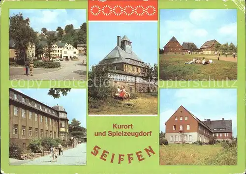 Seiffen Erzgebirge HOG Buntes Haus Spielzeugmuseum Bergbaude Schwartenberg FDGB Erholungsheime Bad Einsiedel und Berghof Kat. Kurort Seiffen Erzgebirge