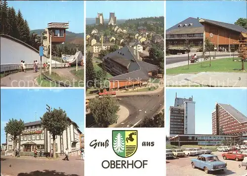 Oberhof Thueringen Rennschlitten und Bobbahn FDGB Erholungsheime Rennsteig und Dimitroff Grossgaststaette Oberer Hof Interhotel Panorama Kat. Oberhof Thueringen