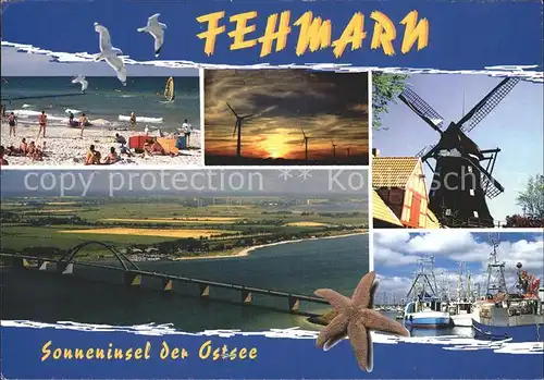 Fehmarn Seebruecke Strand Hafen Muehle Kat. Fehmarn