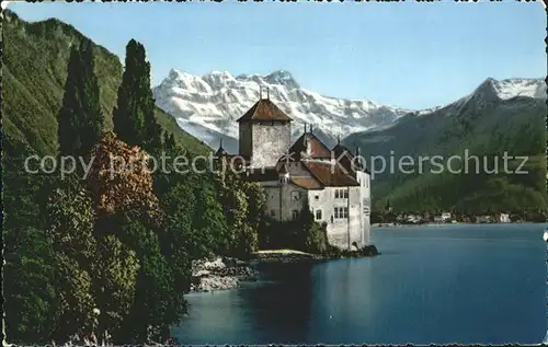 Montreux VD Chateau Chillon Dent du Midi Kat. Montreux