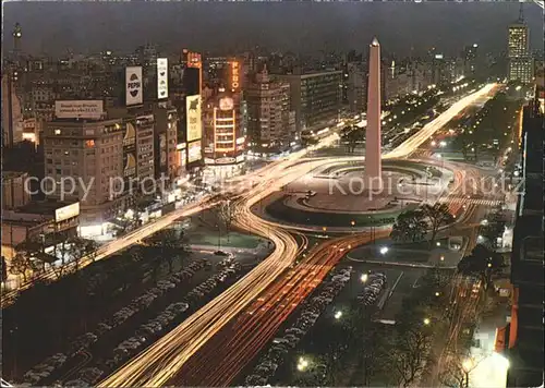 Buenos Aires Strasse 9. Juli Nachtaufnahme Kat. Buenos Aires