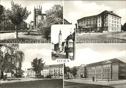 Gera Hochhaus Haus des Bergmanns Rathaus Suedbahnhof Enzianschule Kat. Gera