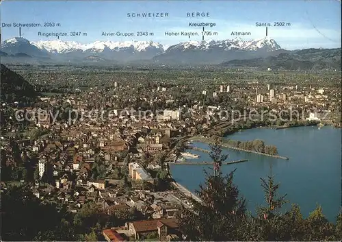 Bregenz Vorarlberg Blick gegen Rheintal Bodensee Schweizer Berge Kat. Bregenz