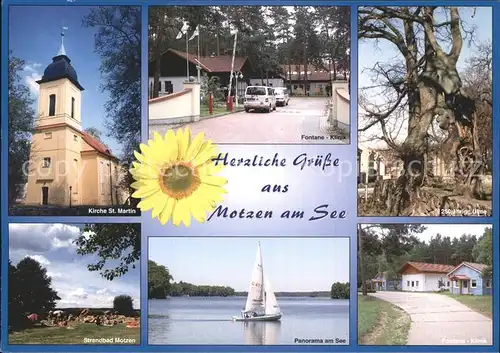 Motzen Mittenwalde Mark Fontane Klinik Kirche 250jaehrige Ulme See Segelboot Strandbad Kat. Mittenwalde Mark