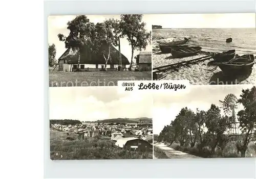 Lobbe Middelhagen Ruegen Fischerhaus Strand Zeltplatz Windrad Kat. Middelhagen Ruegen