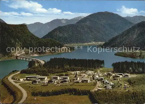 Lenggries Sylvensteinstausee Fliegeraufnahme Kat. Lenggries