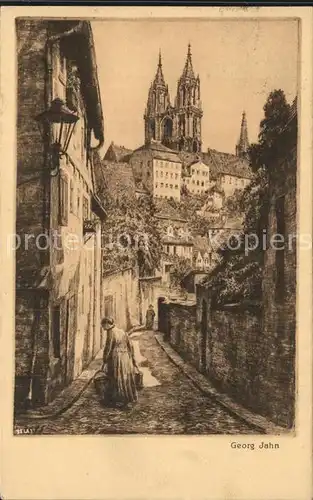 Meissen Elbe Sachsen Leinewebergasse Dom Kuenstlerkarte Georg Jahn Kat. Meissen