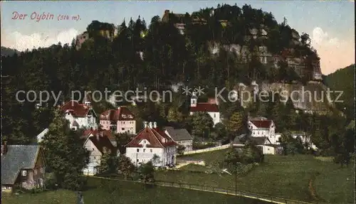 Oybin Ortsansicht mir Berg Oybin Zittauer Gebirge Kat. Kurort Oybin