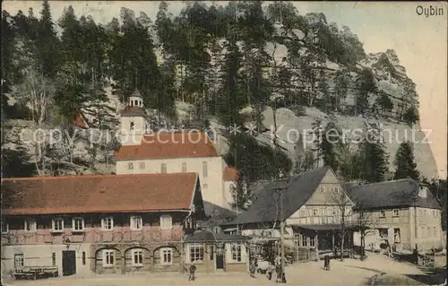 Oybin Partie an der Kirche Berg Oybin Zittauer Gebirge Kat. Kurort Oybin