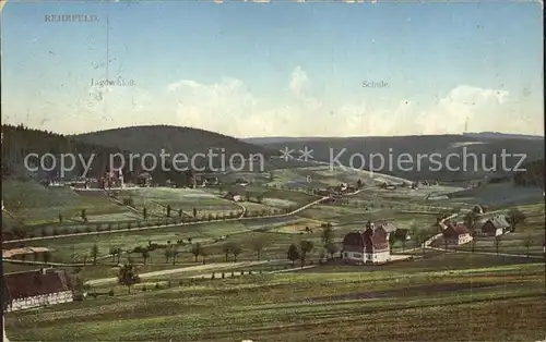 Rehefeld Zaunhaus Panorama mit Jagdschloss und Schule Kat. Altenberg