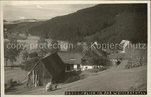 Seyde Blick in das Weissbachtal Bauernhaus Kat. Hermsdorf Osterzgebirge