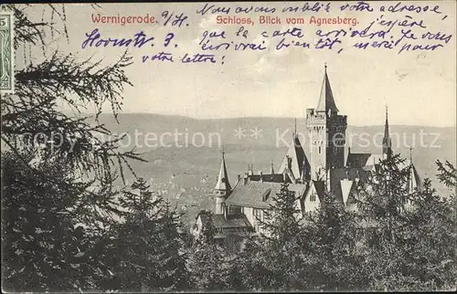 Wernigerode Harz Schloss Blick vom Agnesberg Kat. Wernigerode