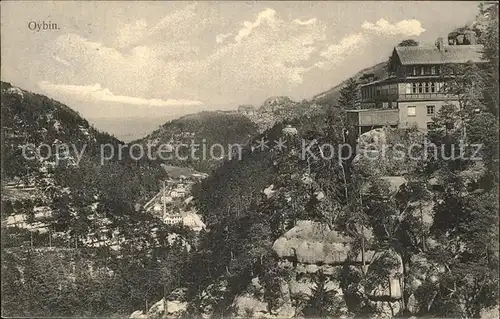 Oybin Bergrestaurant Blick ins Tal Zittauer Gebirge Kat. Kurort Oybin