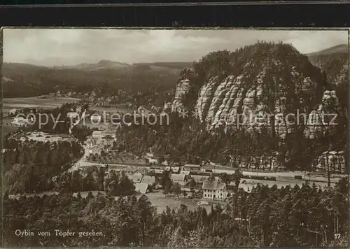 Oybin Berg Oybin vom Toepfer gesehen Zittauer Gebirge Kat. Kurort Oybin