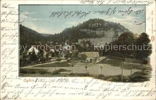 Oybin Ortsansicht mit Kirche Berg Oybin Zittauer Gebirge Kat. Kurort Oybin