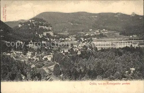 Oybin Panorama Blick von der Ludwigshoehe Zittauer Gebirge Kat. Kurort Oybin