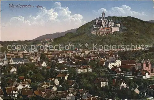 Wernigerode Harz Stadtbild mit Kirche und Schloss Kat. Wernigerode