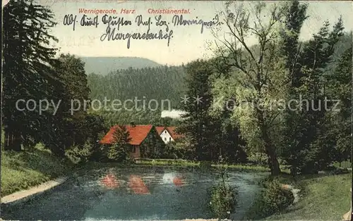 Wernigerode Harz Forsthaus im Christianental Teich Kat. Wernigerode