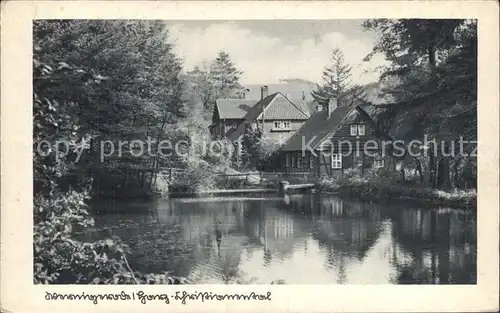 Wernigerode Harz Forsthaus im Christianental Teich Kupfertiefdruck Kat. Wernigerode