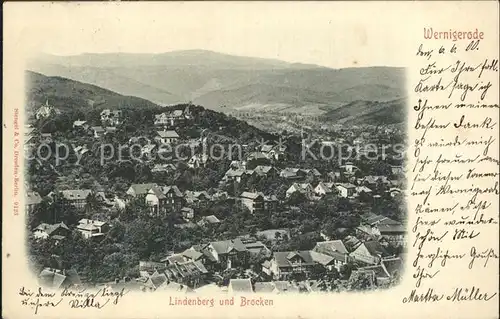 Wernigerode Harz Lindenberg und Brocken Kat. Wernigerode