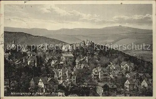 Wernigerode Harz Blick auf den Brocken Kat. Wernigerode