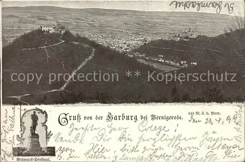 Wernigerode Harz Harburg mit Bismarckdenkmal Kat. Wernigerode