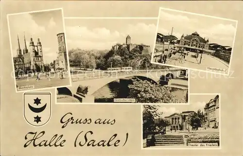 Halle Saale Hauptbahnhof Marktplatz Theater des Friedens Kat. Halle