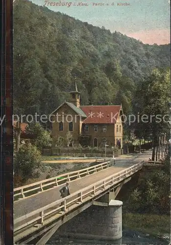 Treseburg Harz Kirche Bode Bruecke Kat. Treseburg