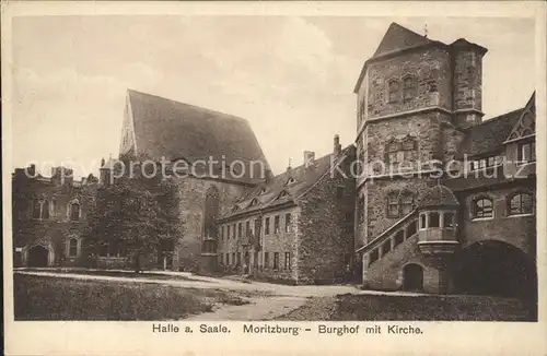 Halle Saale Moritzburg Burghof Kirche Kat. Halle