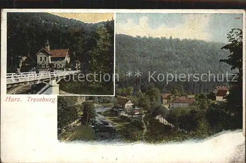 Treseburg Harz Kirche Bode Bruecke Dorfansicht Kat. Treseburg